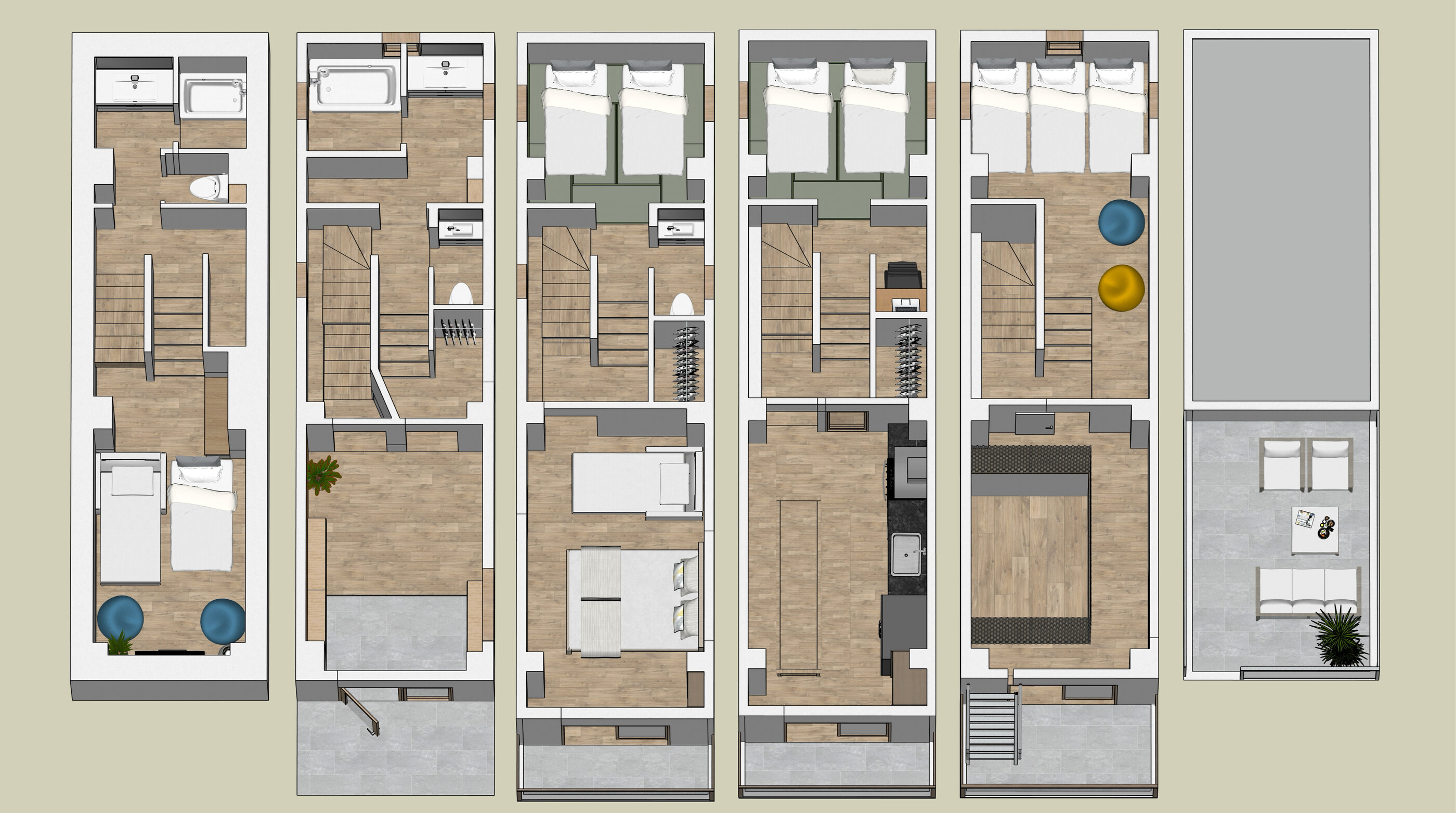 Floor plan of 333 Tokyo Base Tower across six levels
